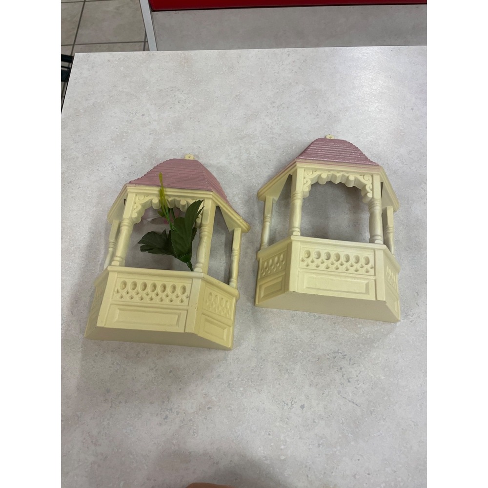 Pair Vintage Home Interiors Planters Homeco Pink & Cream Plastic Wall Hanging